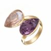 Crystal Golden Shadow & Amethyst Ring - Sparkling jewelry with a golden crystal centerpiece and amethyst accents